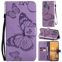 Embossing 3D Butterfly Leather Wallet Case for Motorola Moto G50 - Purple