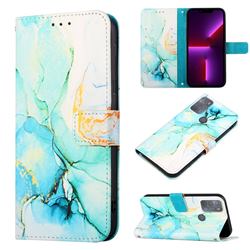 Green Illusion Marble Leather Wallet Protective Case for Motorola Moto G50