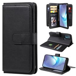 Multi-function Ten Card Slots and Photo Frame PU Leather Wallet Phone Case Cover for Motorola Moto G50 - Black