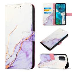 Purple White Marble Leather Wallet Protective Case for Motorola Moto G52