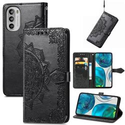 Embossing Imprint Mandala Flower Leather Wallet Case for Motorola Moto G52 - Black