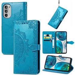 Embossing Imprint Mandala Flower Leather Wallet Case for Motorola Moto G52 - Blue