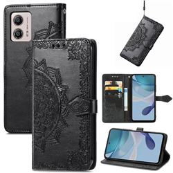 Embossing Imprint Mandala Flower Leather Wallet Case for Motorola Moto G53 5G - Black