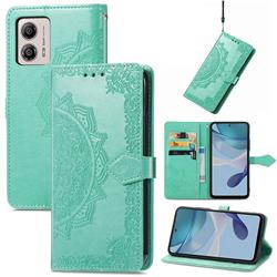 Embossing Imprint Mandala Flower Leather Wallet Case for Motorola Moto G53 5G - Green