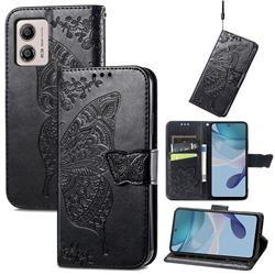 Embossing Mandala Flower Butterfly Leather Wallet Case for Motorola Moto G53 5G - Black