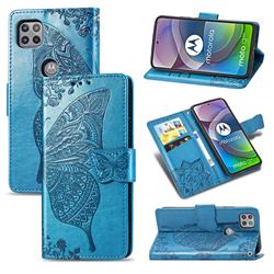 Embossing Mandala Flower Butterfly Leather Wallet Case for Motorola Moto G 5G - Blue