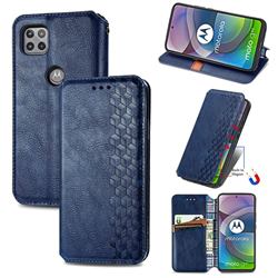 Ultra Slim Fashion Business Card Magnetic Automatic Suction Leather Flip Cover for Motorola Moto G 5G - Dark Blue