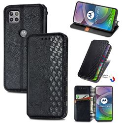 Ultra Slim Fashion Business Card Magnetic Automatic Suction Leather Flip Cover for Motorola Moto G 5G - Black