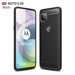 Luxury Carbon Fiber Brushed Wire Drawing Silicone TPU Back Cover for Motorola Moto G 5G - Black