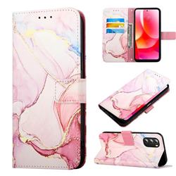 Rose Gold Marble Leather Wallet Protective Case for Motorola Moto G 5G