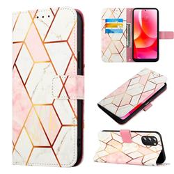 Pink White Marble Leather Wallet Protective Case for Motorola Moto G 5G