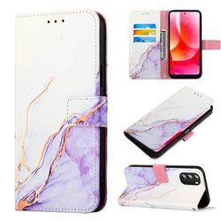 Purple White Marble Leather Wallet Protective Case for Motorola Moto G 5G