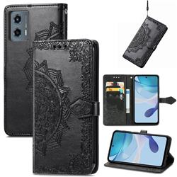 Embossing Imprint Mandala Flower Leather Wallet Case for Motorola Moto G 5G 2023 - Black