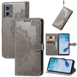 Embossing Imprint Mandala Flower Leather Wallet Case for Motorola Moto G 5G 2023 - Gray