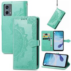 Embossing Imprint Mandala Flower Leather Wallet Case for Motorola Moto G 5G 2023 - Green