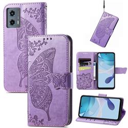 Embossing Mandala Flower Butterfly Leather Wallet Case for Motorola Moto G 5G 2023 - Light Purple