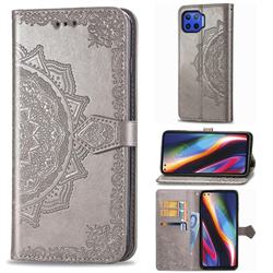 Embossing Imprint Mandala Flower Leather Wallet Case for Motorola Moto G 5G Plus - Gray