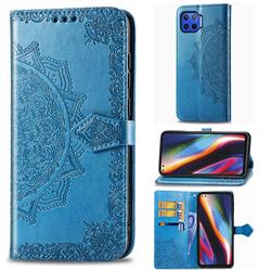 Embossing Imprint Mandala Flower Leather Wallet Case for Motorola Moto G 5G Plus - Blue