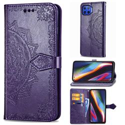 Embossing Imprint Mandala Flower Leather Wallet Case for Motorola Moto G 5G Plus - Purple