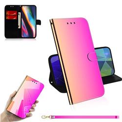 Shining Mirror Like Surface Leather Wallet Case for Motorola Moto G 5G Plus - Rainbow Gradient