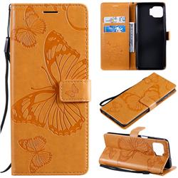Embossing 3D Butterfly Leather Wallet Case for Motorola Moto G 5G Plus - Yellow