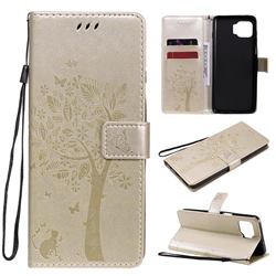 Embossing Butterfly Tree Leather Wallet Case for Motorola Moto G 5G Plus - Champagne