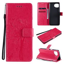 Embossing Butterfly Tree Leather Wallet Case for Motorola Moto G 5G Plus - Rose