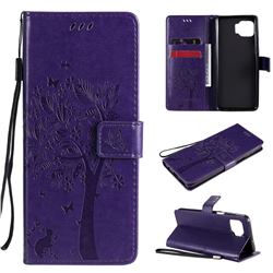 Embossing Butterfly Tree Leather Wallet Case for Motorola Moto G 5G Plus - Purple