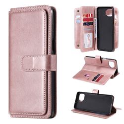 Multi-function Ten Card Slots and Photo Frame PU Leather Wallet Phone Case Cover for Motorola Moto G 5G Plus - Rose Gold