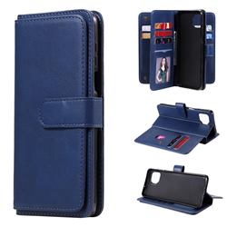 Multi-function Ten Card Slots and Photo Frame PU Leather Wallet Phone Case Cover for Motorola Moto G 5G Plus - Dark Blue