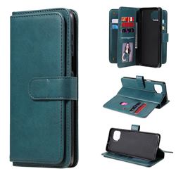Multi-function Ten Card Slots and Photo Frame PU Leather Wallet Phone Case Cover for Motorola Moto G 5G Plus - Dark Green