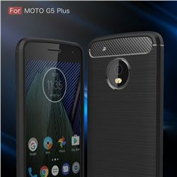 Luxury Carbon Fiber Brushed Wire Drawing Silicone TPU Back Cover for Motorola Moto G5 Plus (Black)