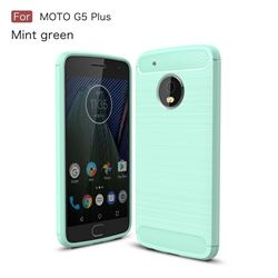 Luxury Carbon Fiber Brushed Wire Drawing Silicone TPU Back Cover for Motorola Moto G5 Plus (Mint Green)