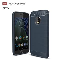 Luxury Carbon Fiber Brushed Wire Drawing Silicone TPU Back Cover for Motorola Moto G5 Plus (Navy)