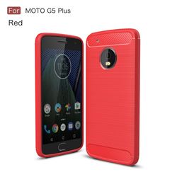 Luxury Carbon Fiber Brushed Wire Drawing Silicone TPU Back Cover for Motorola Moto G5 Plus (Red)