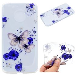 Blue Butterfly Flowers Super Clear Soft TPU Back Cover for Motorola Moto G5 Plus
