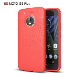 Luxury Auto Focus Litchi Texture Silicone TPU Back Cover for Motorola Moto G5 Plus - Red