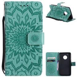 Embossing Sunflower Leather Wallet Case for Motorola Moto G5 Plus - Green
