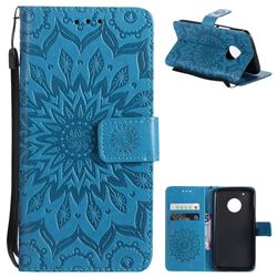 Embossing Sunflower Leather Wallet Case for Motorola Moto G5 Plus - Blue
