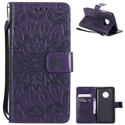 Embossing Sunflower Leather Wallet Case for Motorola Moto G5 Plus - Purple