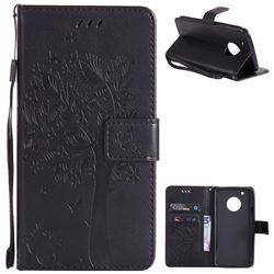 Embossing Butterfly Tree Leather Wallet Case for Motorola Moto G5 Plus - Black