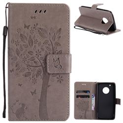 Embossing Butterfly Tree Leather Wallet Case for Motorola Moto G5 Plus - Grey