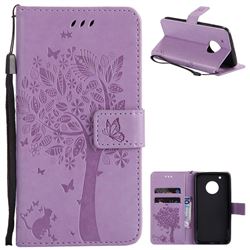 Embossing Butterfly Tree Leather Wallet Case for Motorola Moto G5 Plus - Violet