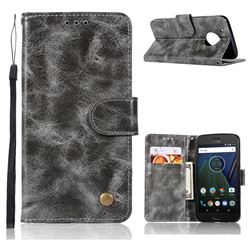 Luxury Retro Leather Wallet Case for Motorola Moto G5 Plus - Gray