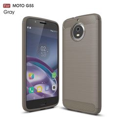 Luxury Carbon Fiber Brushed Wire Drawing Silicone TPU Back Cover for Motorola Moto G5S (Gray)