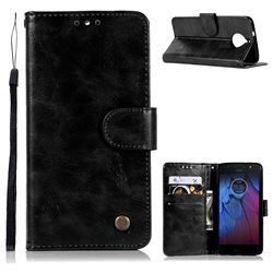 Luxury Retro Leather Wallet Case for Motorola Moto G5S - Black