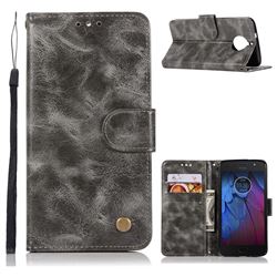 Luxury Retro Leather Wallet Case for Motorola Moto G5S - Gray