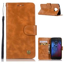 Luxury Retro Leather Wallet Case for Motorola Moto G5S - Golden
