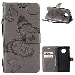 Embossing 3D Butterfly Leather Wallet Case for Motorola Moto G5S - Gray