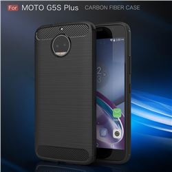 Luxury Carbon Fiber Brushed Wire Drawing Silicone TPU Back Cover for Motorola Moto G5S Plus (Black)